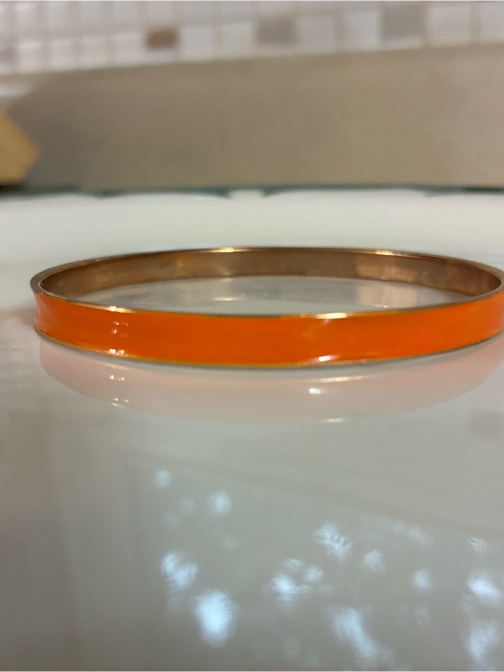 Vintage Orange Enamel Bangle Bracelet